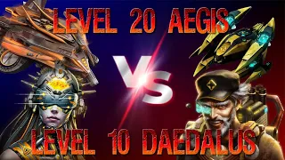 Level 10 Daedalus V's Level 20 Aegis. (War Commander)