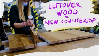 VAN LIFE BUILD | gluing a rustic wooden countertop