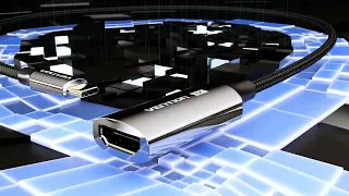 Vention Cotton Braided USB-C to HDMI 8K Converter 0.25M Black Zinc Alloy Type CRD