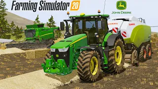 Harvesting Oats and Making Straw Bales in Farming Simulator 20 Only Jhon Deere Vehicles