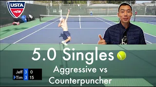 USTA 5.0 Aggressive vs Counterpunching | Tim vs Jeff Tennis Highlights HD