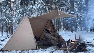 Winter Hot Tent Wood Stove Camping -15F, ECW Fur Suit