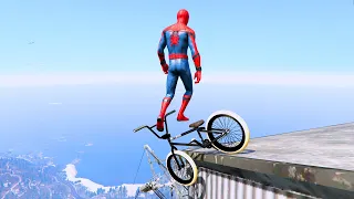 GTA 5 - Spiderman BMX Parkour Jumps Vol.14 (Euphoria Ragdolls)