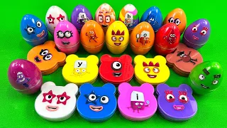 Pick up Numberblocks with CLAY in Rainbow Eggs, Bear Shapes,... Coloring! Satisfying ASMR Videos
