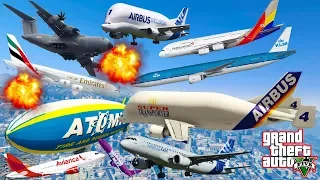 GTA V: Every Airbus Airplanes Hit The Blimp Best Longer Crash and Fail Compilation (60FPS)