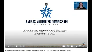 Civic Engagement Webinar Series - September 2023 - "Civic Advocacy Network Award Showcase: Part 1"