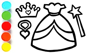 Princess Dress Set Drawing, Painting, Coloring for Kids & Toddlers | Watercolor Paint
