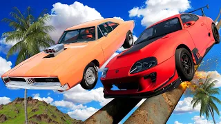 Testing Stunt Grind Rails vs FAST CARS in BeamNG Drive Mods!