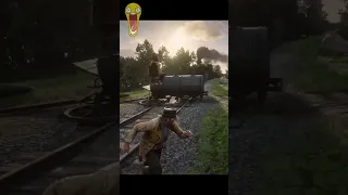 Oil wagon loses wheels and crashes a train in RDR2? #rdr2 #traincrash #gaming #mods #train #blast