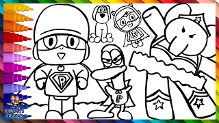 Dibuja y Colorea A Pocoyó Y Sus Amigos Con Trajes De Superhéroe 🦸‍♂️🦸🏼‍♀️🐘🐶🐥 Dibujos Para Niños