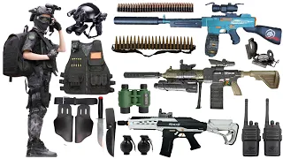 Special police weapon toy gun set unboxing, Thomson submachine gun, M416 rifle, Glock pistol, bomb