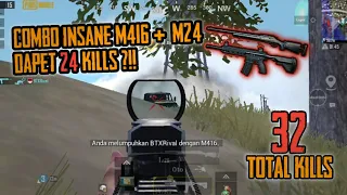 Random Squad 32 Total Kills?!! Combo Insane M416 + M24!! Pubg Mobile