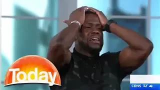 Kevin Hart freaks out over snake on Australian TV show