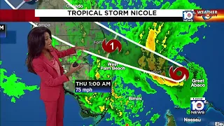 Tropical Storm Nicole nears hurricane strength as it moves toward Florida coast
