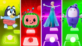 Bluey Vs Cocomelon Vs Let It Go Vs Oddbods - Tiles Hop EDM Rush!