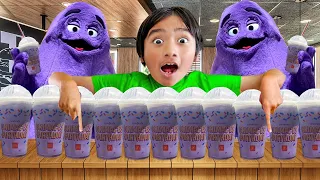 Ryan's World Try Grimace Shake Challenge in Real Life - New Update