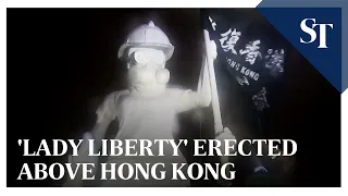 'Lady Liberty' erected above Hong Kong