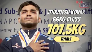 Venkatesh Konar - 1st Place 707.5kg Total - 66kg Class 2023 IPF Jr World Championship