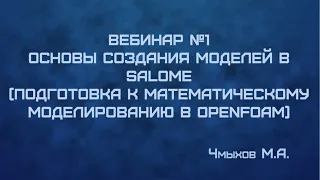 ВЕБИНАР №1: Основы создания моделей в SALOME (подготовка к математическому моделированию в OpenFOAM)