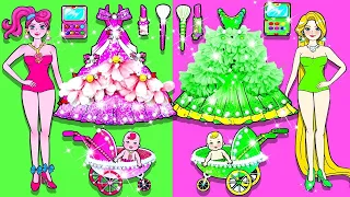 DIY Ideas for Dolls - Green VS Pink Mother and Daughter Dresses - LOL Surprise DIYs