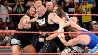 WWE RAW 12 June 2017 - Brock Lesnar & Samoa Joe Brawl HD