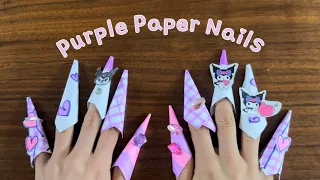 Tutorial How To Make Paper Nails Kuromi Purple Theme 💜 Paper DIY