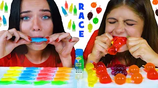 ASMR Tiktok Jelly Fruit RACE VS Nik-L-Nip Wax Bottles RACE