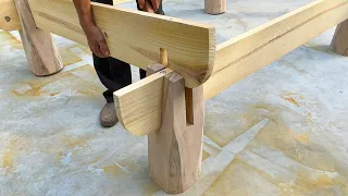 Build An Incredibly Strong And Easy Bed With Simple Joints // Creative Woodworking With Dried Stumps