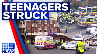 Man arrested after three children knocked down by car in Sydney's north | 9 News Australia