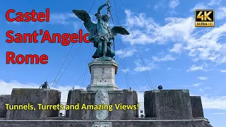 Castel Sant'Angelo full tour. No crowds. 4K Rome top attraction, must see. History Narration & Subs