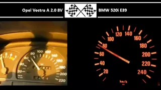 Opel Vectra A 2.0 8V VS. BMW 520i E39 - Acceleration 0-100km/h