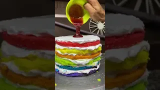 Rainbow Cake in the making || Beautiful seven layered cake❤️💙🧡