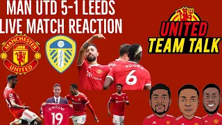 MANCHESTER UNITED 5-1 LEEDS LIVE MATCH REACTION | BRUNO HATRICK | POGBA 4 ASSISTS