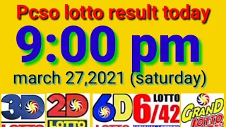 9:00pm lotto result today march 27,2021 EZ2 LOTTO,SWERTRESS LOTTO,6D LOTTO,6/42 LOTTO,6/55 LOTTO,