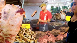 Best Cuts of Mixed Meats Grilled Italian Style  Steaks, Pork Ribs, Sausages & More Italy Street Food