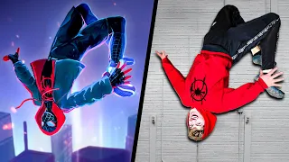 Into The Spider-Verse Stunts In Real Life! - Challenge