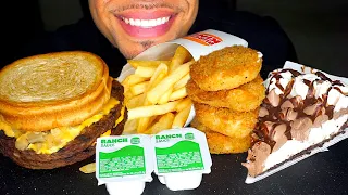 ASMR BURGER KING SPICY WHOPPER MELT IMPOSSIBLE PATTIES CHICKEN NUGGETS RANCH SAUCE FRIES PIE MUKBANG