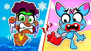 Beach Day, Hot And Cold Song ☀️❄️ | Funny Kids Songs And Nursery Rhymes 💛