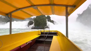 Rhine Falls Switzerland Yellow Boat Ride Takes You To Top Of Waterfalls