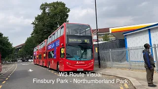 Full Route Visual | W3 Bus Route Finsbury Park - Northumberland Park | Arriva London North