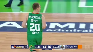 Klemen Prepelič scores from downtown (Cedevita Olimpija – SC Derby, 28.10.2023)