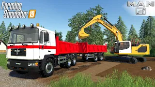 Farming Simulator 19 - MAN 33 414 6X6 Dump Truck Moving Dirt From Construction Site