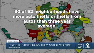 Cincinnati Police in district one recovered 21 guns stolen from cars in last four months
