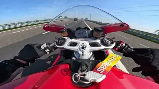 Top speed #1 - 296 Km/h - Failed top speed attempt - POV 4K - Panigale V2 Akrapovic (no DB killer)