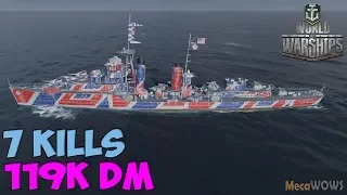 World of WarShips | Mahan | 7 KILLS | 119K Damage -  Replay Gameplay 4K 60 fps