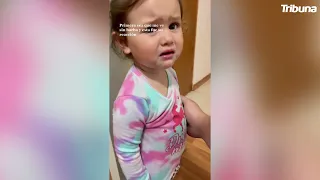 Niña llora tras ver a su padre por primera vez sin barba