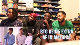 bts being extra af in america | REACTION & TRY NOT TO LAUGH