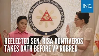 Reelected Sen. Risa Hontiveros takes oath before VP Robredo