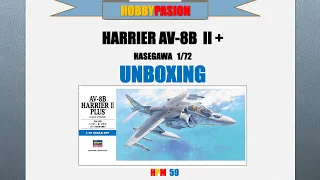 Harrier AV-8B II plus.  UNBOXING Hasegawa 1/72