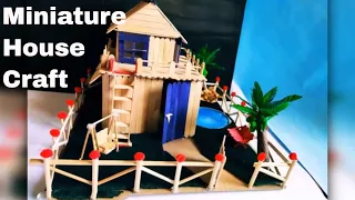 How to make Popsicle Sticks House with Garden and Swimming Pool - Garden Villa Craft